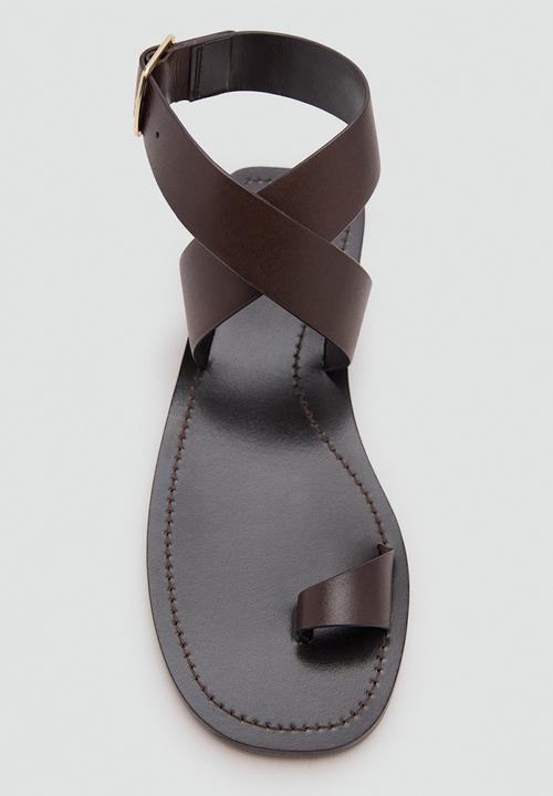 MANGO - Brigui toe post ankle strap - dark brown