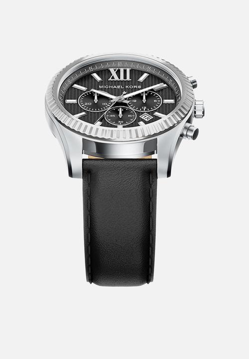 Michael Kors - Lexington Leather Chronograph Watch MK9256  - Black/Silver