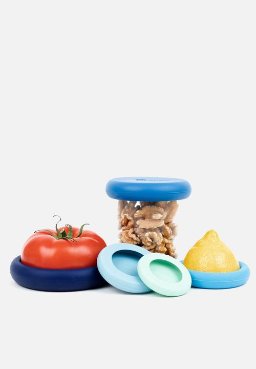 Food Huggers Silicone Airtight Food Covers Set of 5 - Ice Blue