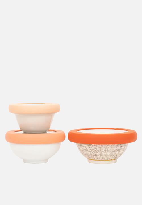 Foodhuggers - Food Huggers Adjustable Silicone and Glass Lids Set of 3 - Terra Cotta