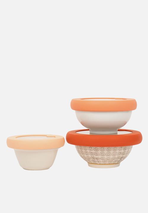 Foodhuggers - Food Huggers Adjustable Silicone and Glass Lids Set of 3 - Terra Cotta