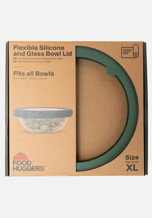 Foodhuggers - Food Huggers Extra Large Adjustable Silicone and Glass Lid 20.9 - 23.5cm - Gradual Green