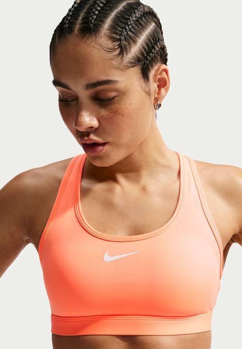 Nike - W Nk Swsh Med Spt Bra - Orange Pulse/White