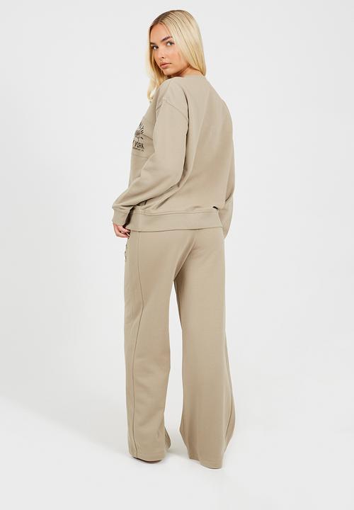 Brave Soul - Ladies Wide Leg Printed Jogger - Crockery