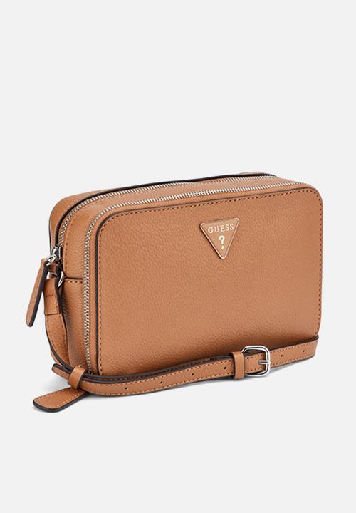 GUESS - Lisa Mini Double Zip Crossbody Bag- Saddle Tan
