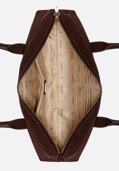 GUESS - Isobel Small Shoulder Satchel Bag- Espresso