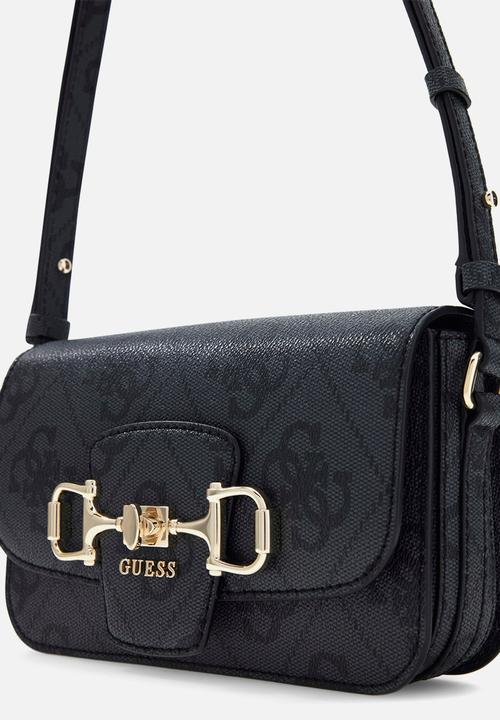 GUESS - Janie Logo Convertible Crossbody Flap Bag-Coal Logo