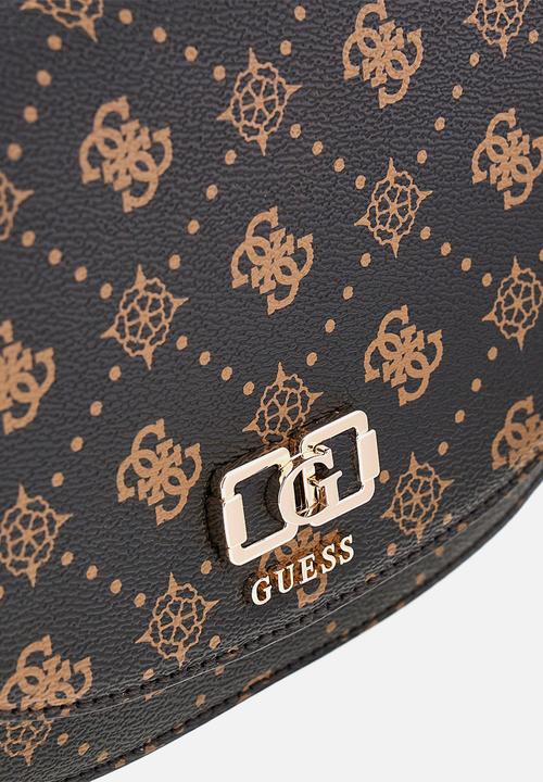 GUESS - Emelie Logo Flap Shoulder Bag - Espresso Logo