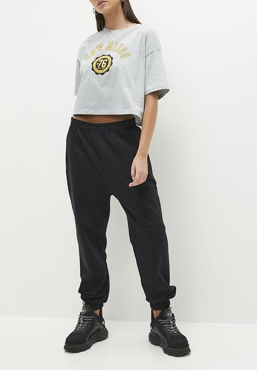 Blake - Graphic boxy top tee - grey melange