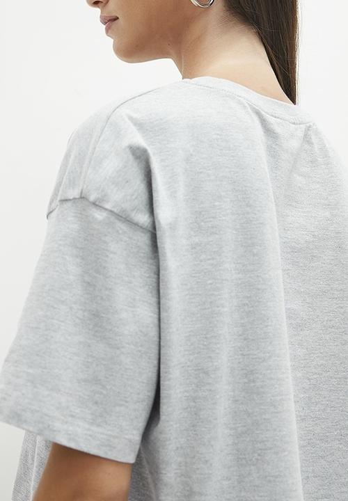 Blake - Graphic boxy top tee - grey melange