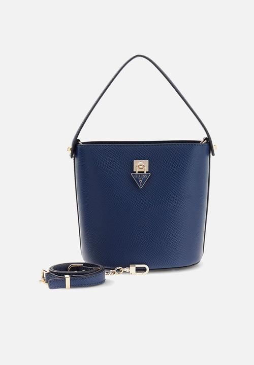 GUESS - Patsie Top Handle Bucket Bag - Navy