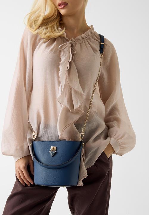GUESS - Patsie Top Handle Bucket Bag - Navy
