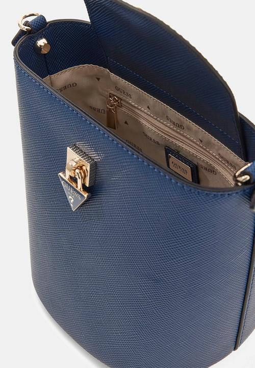 GUESS - Patsie Top Handle Bucket Bag - Navy
