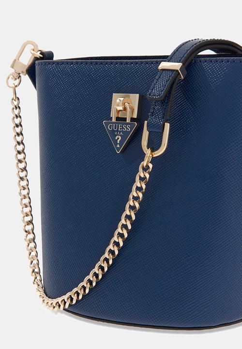 GUESS - Patsie Top Handle Bucket Bag - Navy