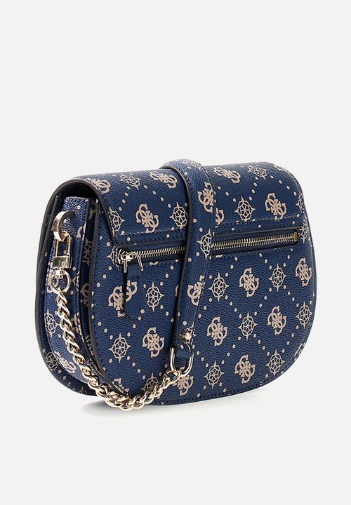 GUESS - Emelie Logo Flap Shoulder Bag-Navy Logo