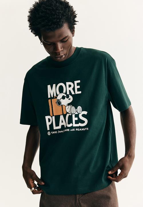 H&M - Loose fit t-shirt - dark green/snoopy