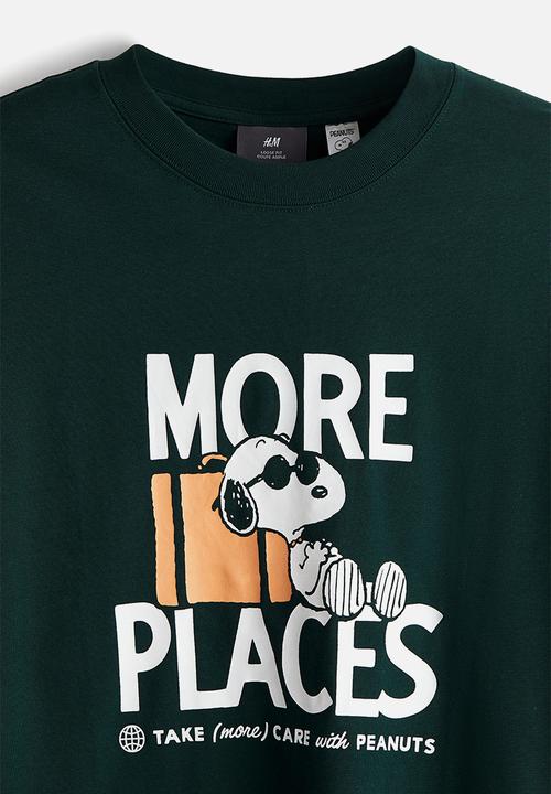 H&M - Loose fit t-shirt - dark green/snoopy
