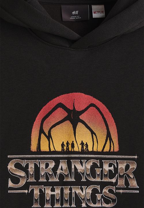 H&M - Loose fit hoodie - black/stranger things