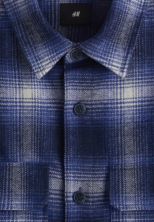 H&M - Regular fit flannel overshirt - dark blue/checked