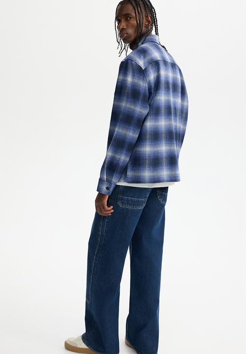 H&M - Regular fit flannel overshirt - dark blue/checked