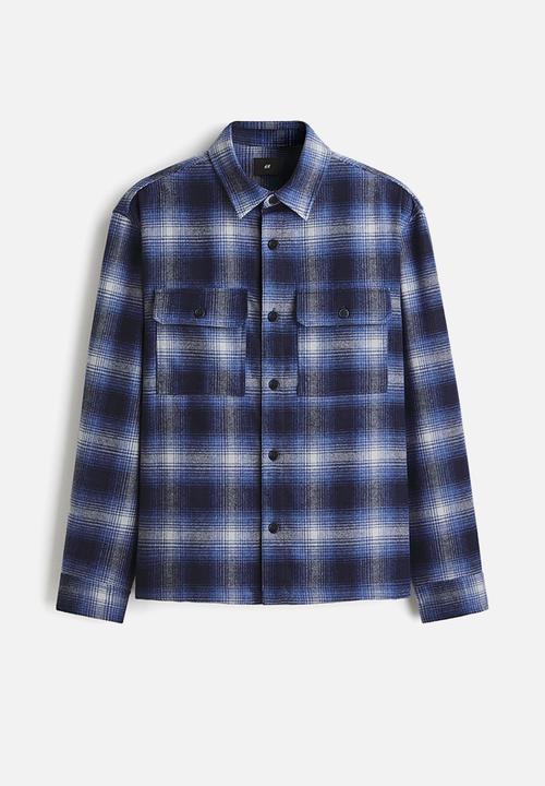 H&M - Regular fit flannel overshirt - dark blue/checked