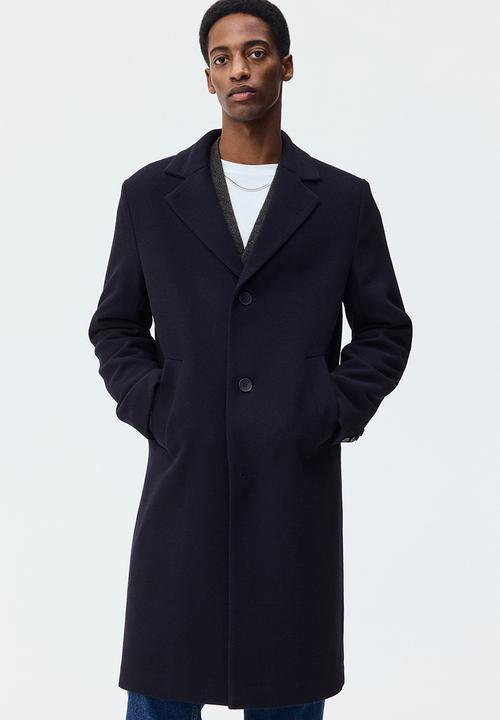 H&M - Single-breasted wool-blend coat - dark blue