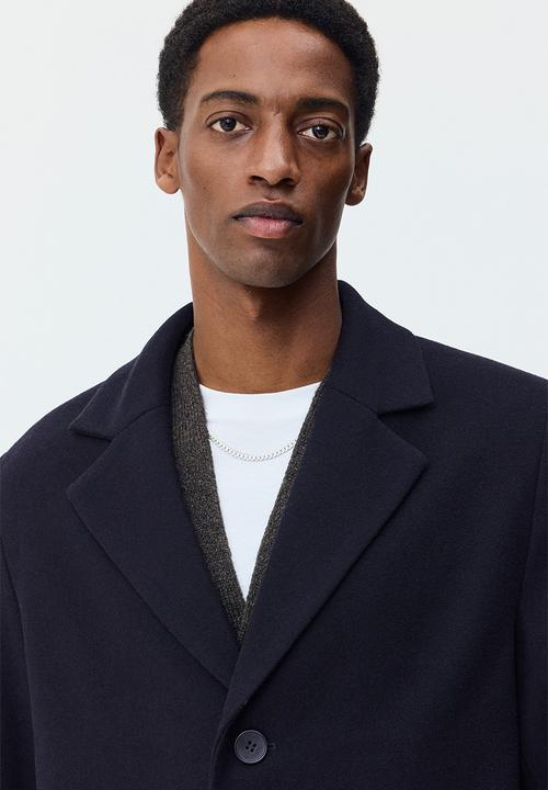 H&M - Single-breasted wool-blend coat - dark blue