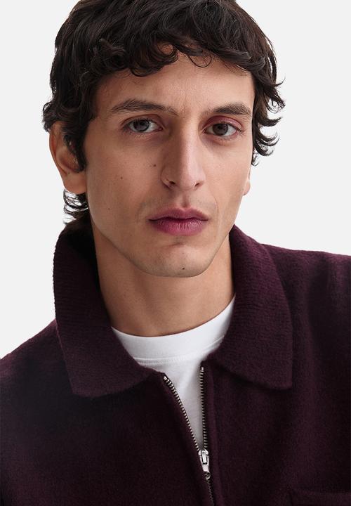 H&M - Regular fit zip-top jumper - burgundy