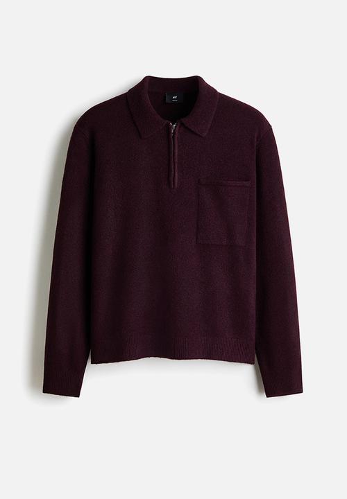 H&M - Regular fit zip-top jumper - burgundy