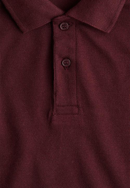 H&M - Long-sleeved cotton polo shirt - dark red