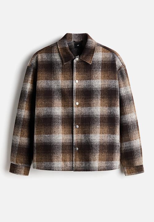 H&M - Relaxed fit overshirt - brown/checked