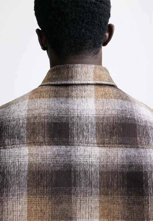 H&M - Relaxed fit overshirt - brown/checked