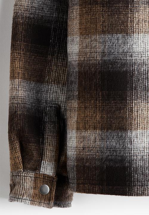 H&M - Relaxed fit overshirt - brown/checked