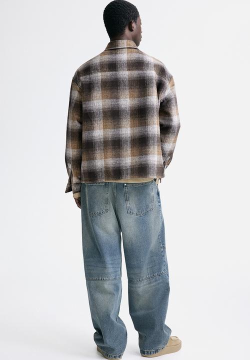 H&M - Relaxed fit overshirt - brown/checked