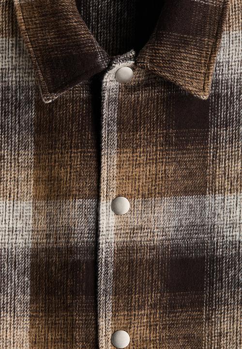 H&M - Relaxed fit overshirt - brown/checked