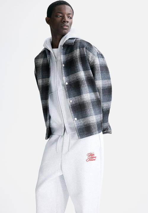 H&M - Relaxed fit overshirt - dark blue/checked