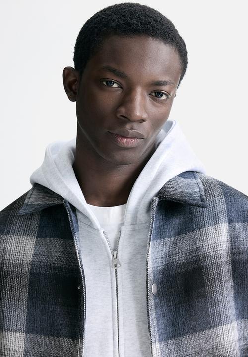 H&M - Relaxed fit overshirt - dark blue/checked