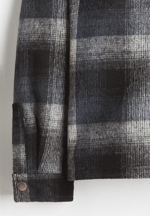 H&M - Relaxed fit overshirt - dark blue/checked
