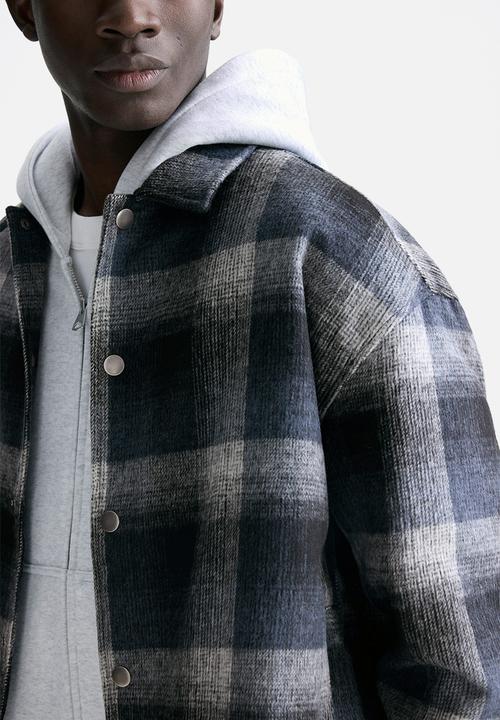 H&M - Relaxed fit overshirt - dark blue/checked