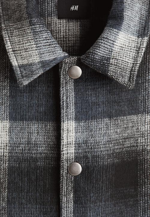 H&M - Relaxed fit overshirt - dark blue/checked