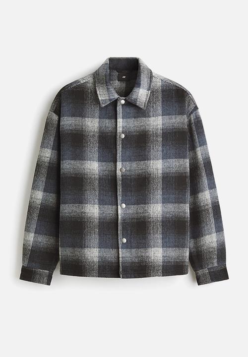H&M - Relaxed fit overshirt - dark blue/checked