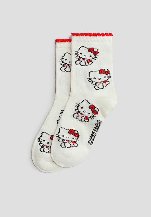 H&M - 5 pack motif-detail socks - white/hello kitty