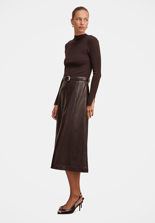 Forever New - Monique pu a-line dress in chocolate