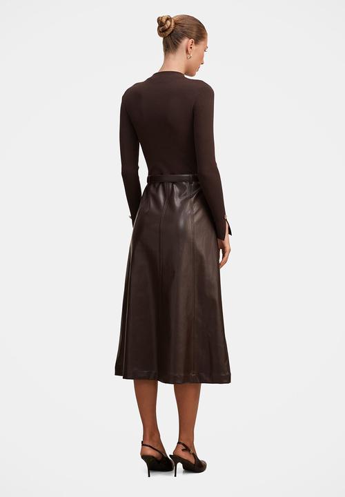 Forever New - Monique pu a-line dress in chocolate