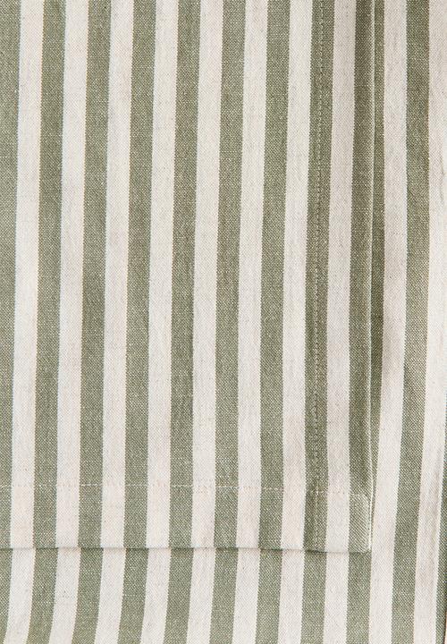 H&M - Linen-blend tablecloth - khaki green/striped