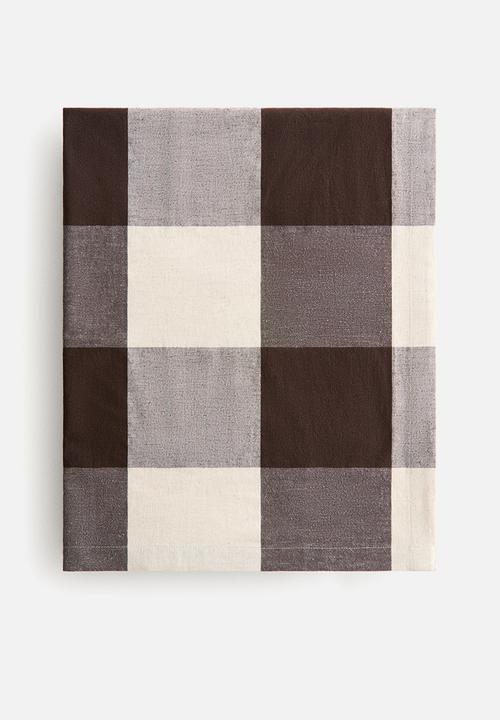 H&M - Linen-blend tablecloth - dark brown/gingham check