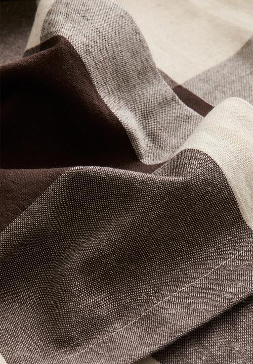 H&M - Linen-blend tablecloth - dark brown/gingham check