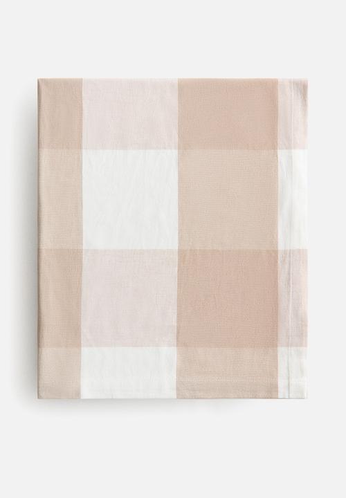H&M - Linen-blend tablecloth - beige/gingham check
