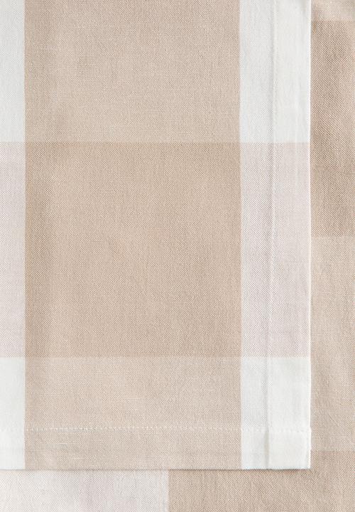 H&M - Linen-blend tablecloth - beige/gingham check