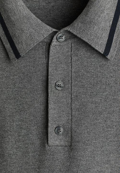 H&M - Relaxed fit long-sleeved polo shirt - dark grey/stripes